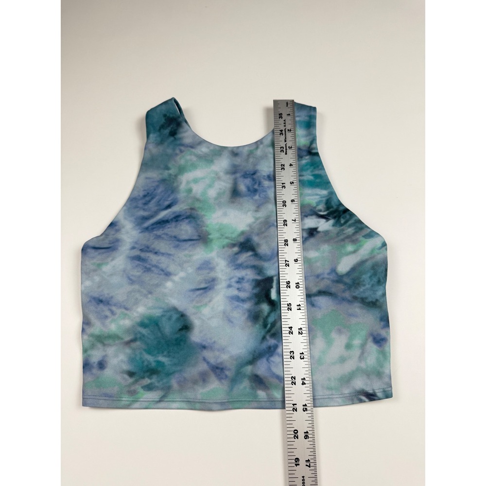 Athleta Conscious Crop Bra Womens Small Petite Blue Green Tie Dye Racerback A-C - Picture 7 of 10